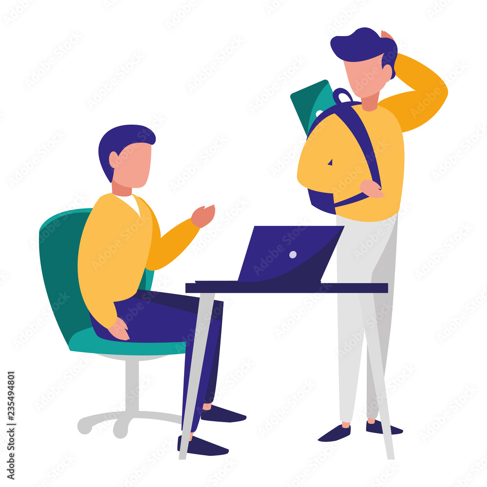 young men in the office with laptop young men in the office with laptop