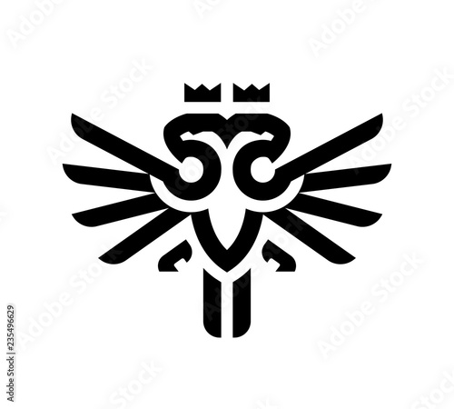 Two Head Eagle logo design template. Vector illustration.