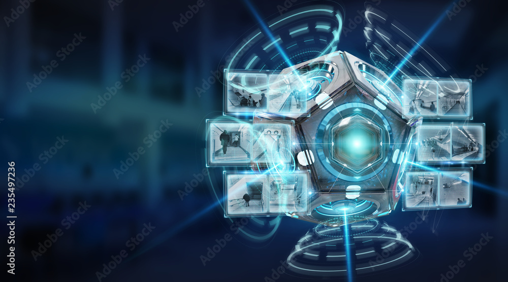 Futuristic drone security camera illustration 3D rendering Futuristic drone security camera illustration 3D rendering