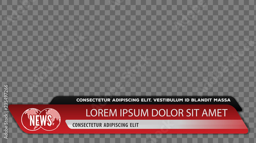 Tv news bars for Video headline title or lower third template. Vector illustration.