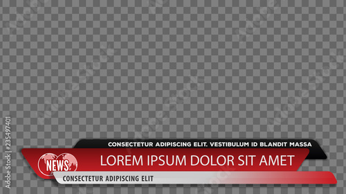 Tv news bars for Video headline title or lower third template. Vector illustration.