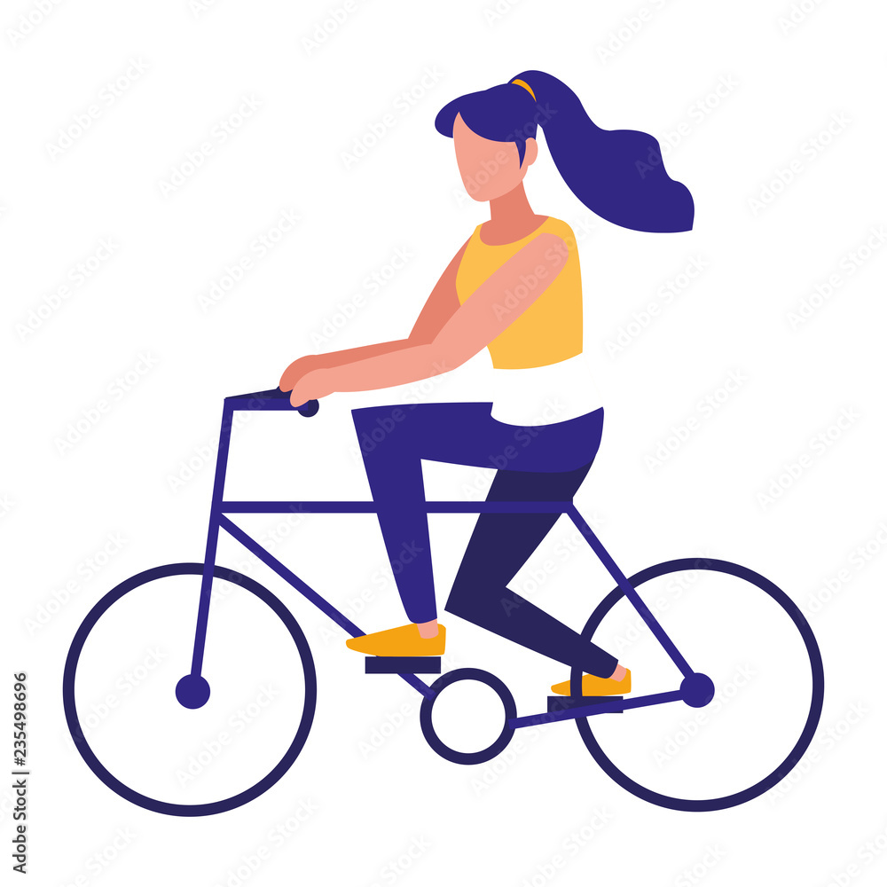 young woman in bicycle