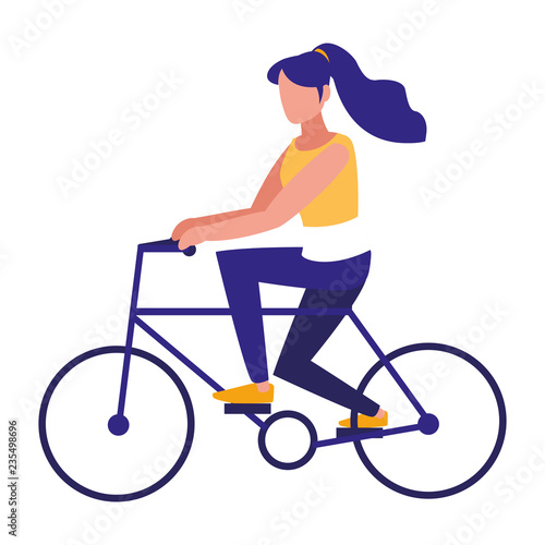 young woman in bicycle