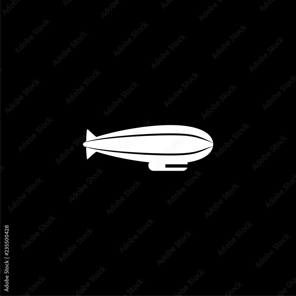 Airship icon or logo isolated on white on dark background Airship icon or logo isolated on white on dark background
