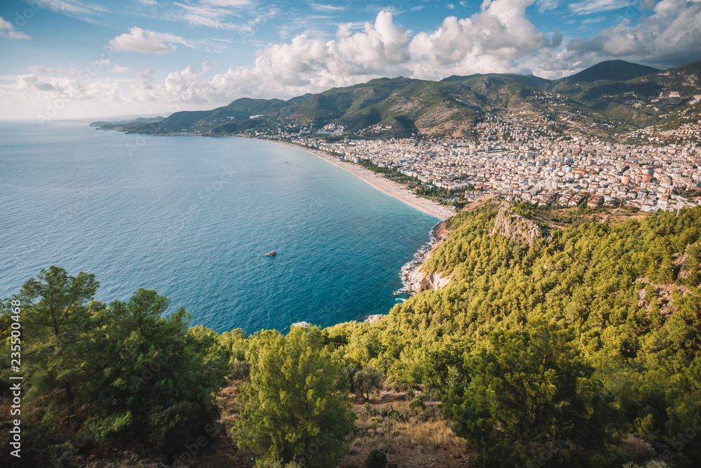 Turkey, Alanya - City view with mountains and sea