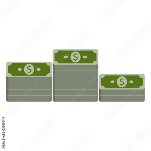 Money dollars icon. Vector illustration of dollars banknotes, bundle of money. Stack of dollar bills.