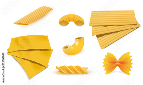 Macaroni pasta icon set. Realistic set of macaroni pasta vector icons for web design isolated on white background