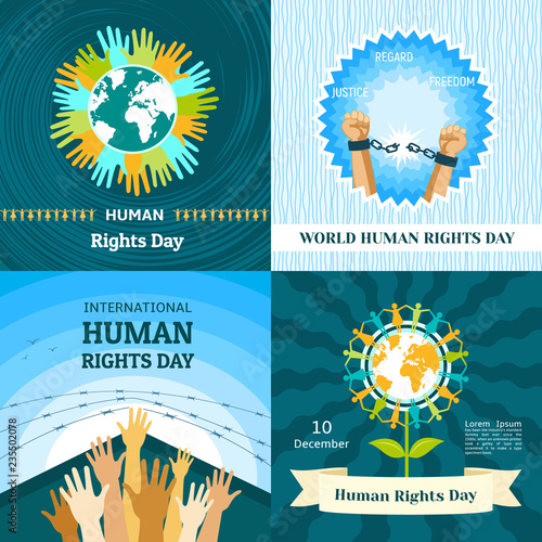 Rights Day banner set. Flat illustration of Rights Day vector banner set for web design