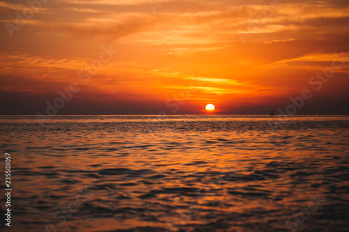 Warm beautiful evening sunset above sea  Cleopatra s beach in Alanya  Turkey