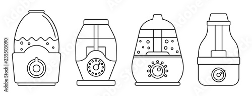 Home humidifier icon set. Outline set of home humidifier vector icons for web design isolated on white background