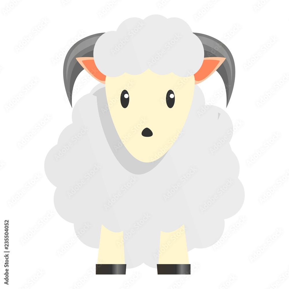 White sheep ram icon. Cartoon of white sheep ram vector icon for web design isolated on white background