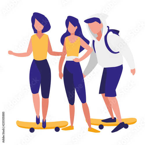 group of young people modeling characters