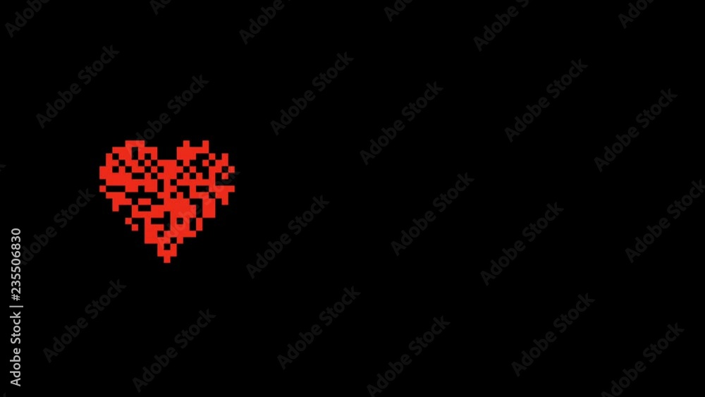 Three Pixel Art Red Hearts in Retro Style Animation 4K Background. Three Pixel Art Red Hearts in Retro Style Animation 4K Background.