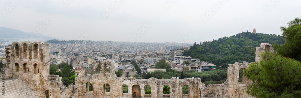 Facade of Odeon of Herodes Atticus or Herodeon in Athens.