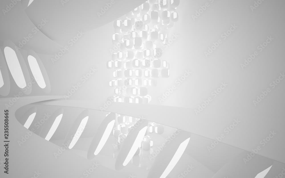 Fototapeta premium Abstract smooth white interior of the future. Architectural background. 3D illustration and rendering
