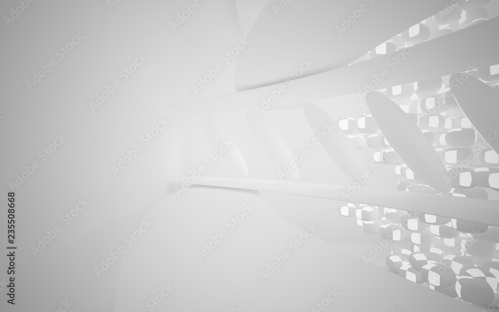 Abstract smooth white interior of the future. Architectural background. 3D illustration and rendering Abstract smooth white interior of the future. Architectural background. 3D illustration and rendering