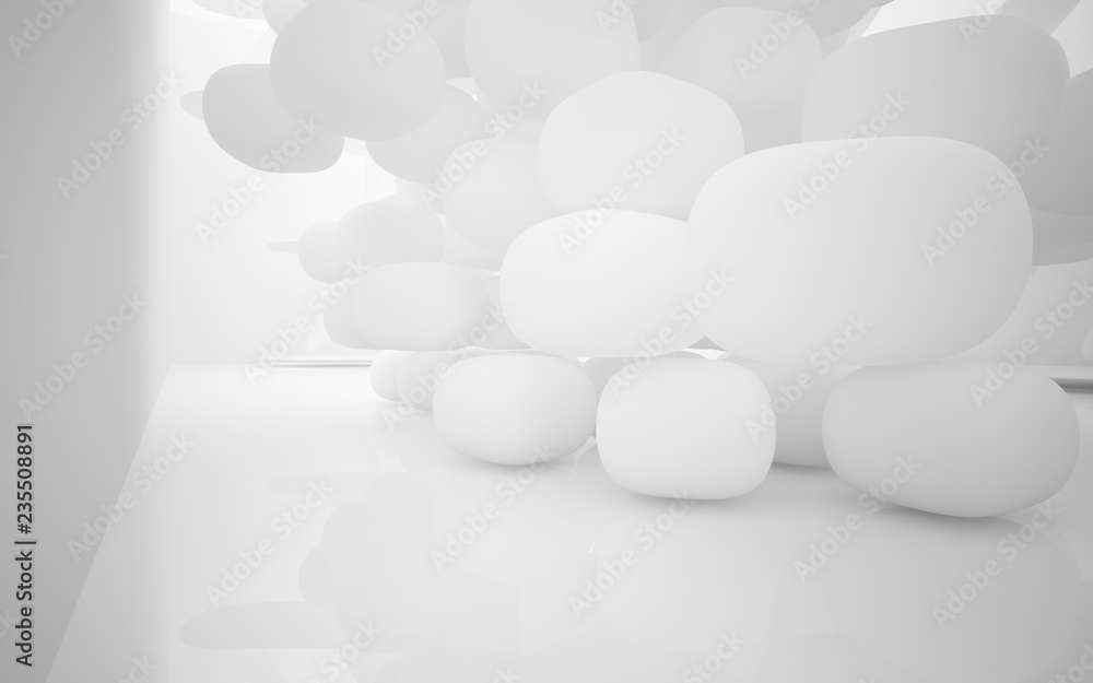 Abstract smooth white interior of the future. Architectural background. 3D illustration and rendering Abstract smooth white interior of the future. Architectural background. 3D illustration and rendering
