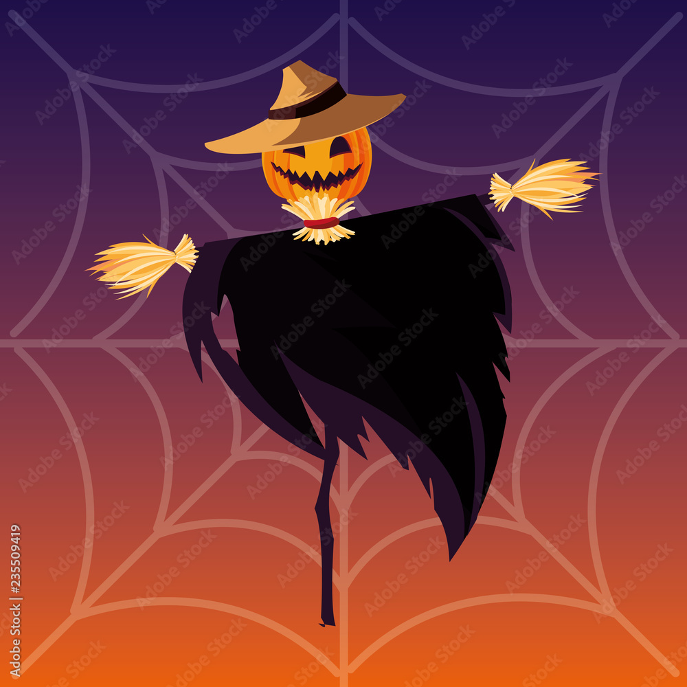 Fototapeta premium halloween scarecrow character icon