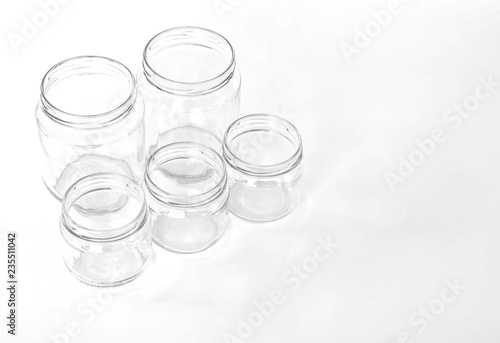 Glass jars for soil samples. Laboratory equipment.