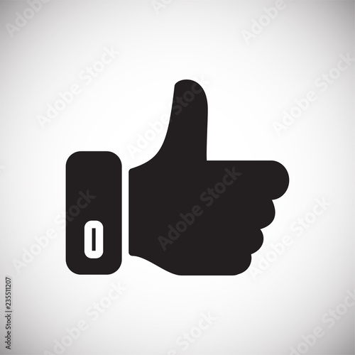 Social media thumb up icon on white background icon