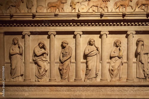 Canvas Print Fatih, Istanbul / Turkey - 01 30 2014: Sarcophagus Of The Crying Women, Ancient and traditional scene of funeral