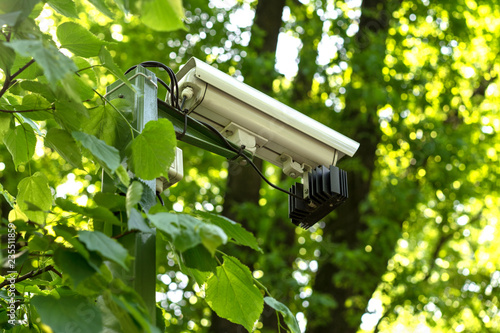 Security surveillance camera in the park