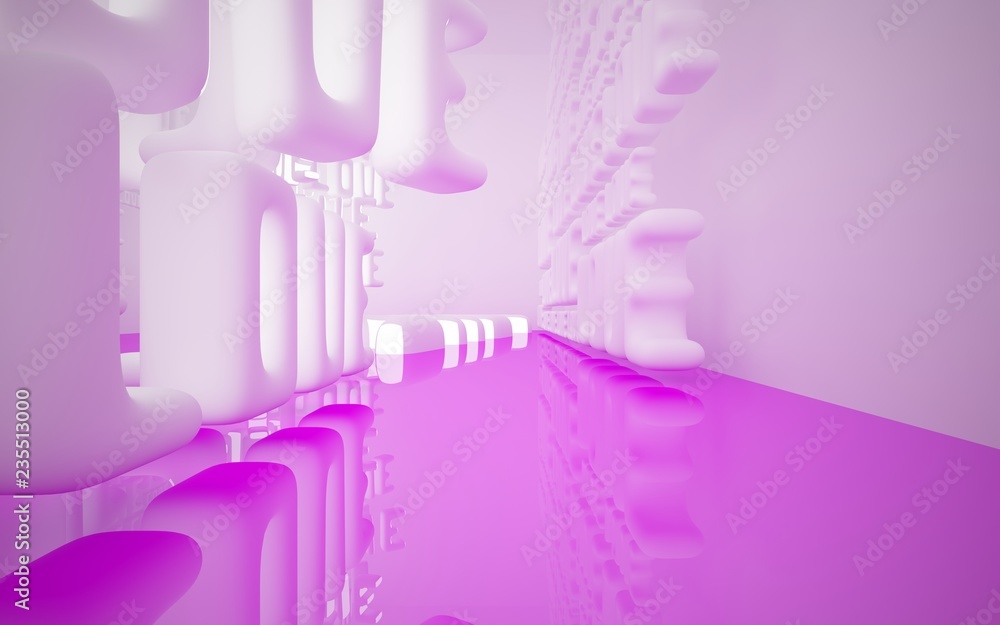 Abstract smooth interior of the future with statue of word Abstract smooth interior of the future with statue of word
