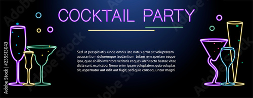 Banner template for night cocktail party. 