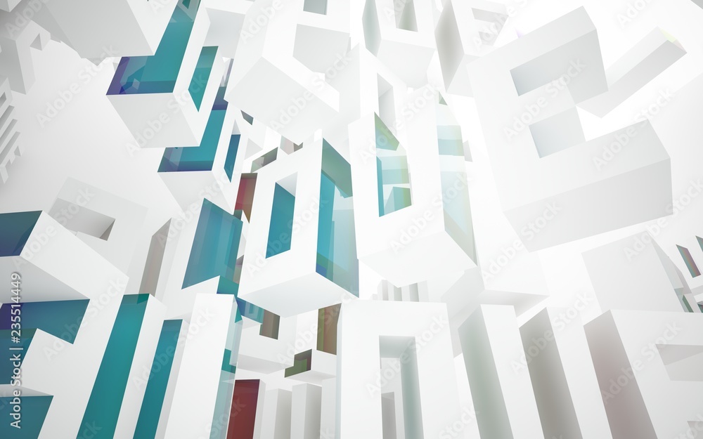 Fototapeta premium Abstract white interior with statue of word 