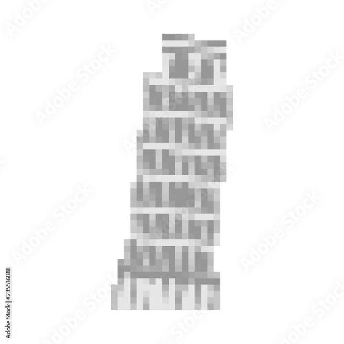 Leaning Tower of Pisa pixel art. Italy landmark 8 bit. Europe showplace Pixelate 16bit. Old game computer graphics style