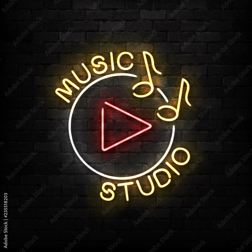 Music With Drum Logo Neon Sign - NeonSign.com