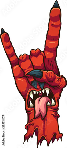 Devil hand making the devil horns, metal horns or rock horns sign. Vector clip art illustration with simple gradients. All in a single layer.