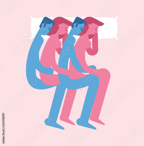 Polyamory Polygamous sexual relationship. Group love. People sleep in bed