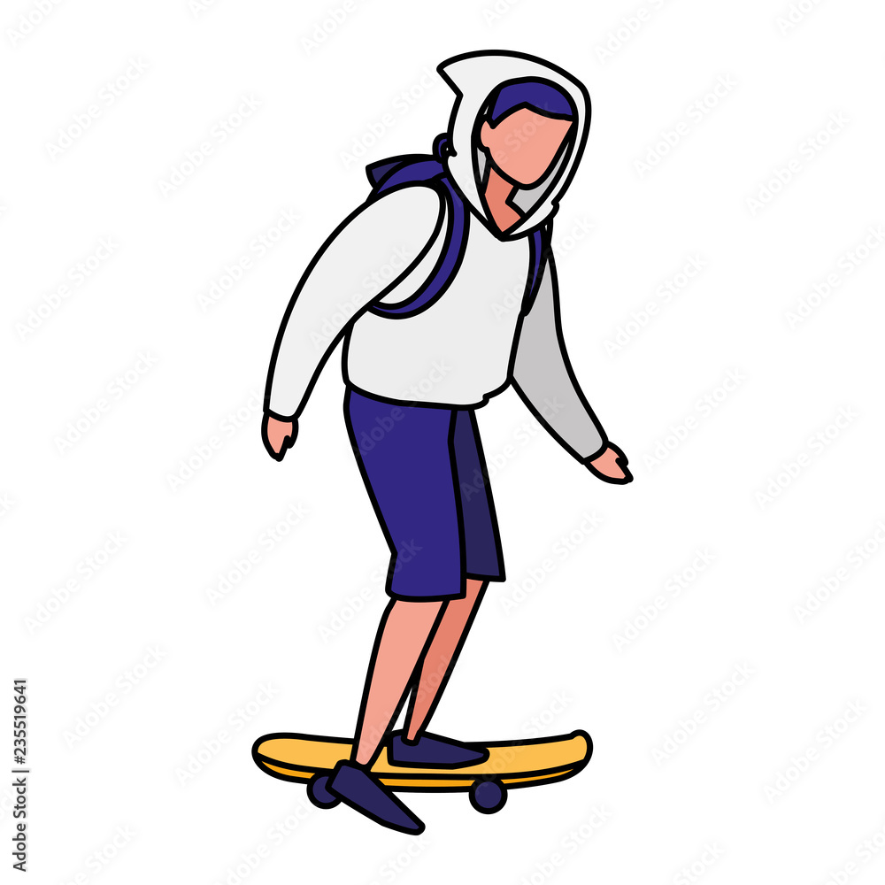 young man practicing skateboarding