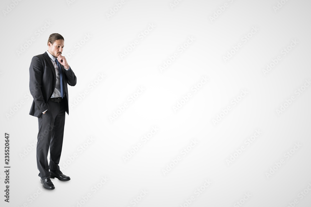 Thoughtful businessman with copy space Thoughtful businessman with copy space