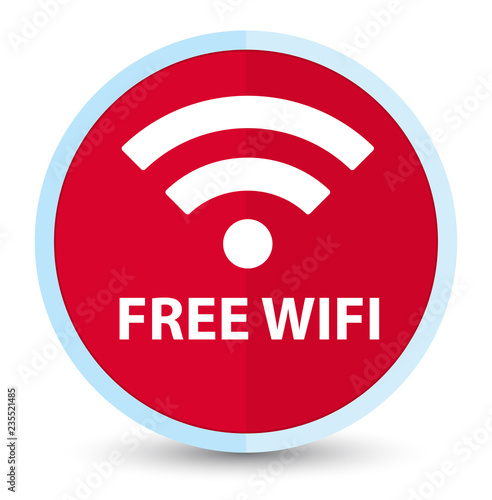 Free wifi flat prime red round button