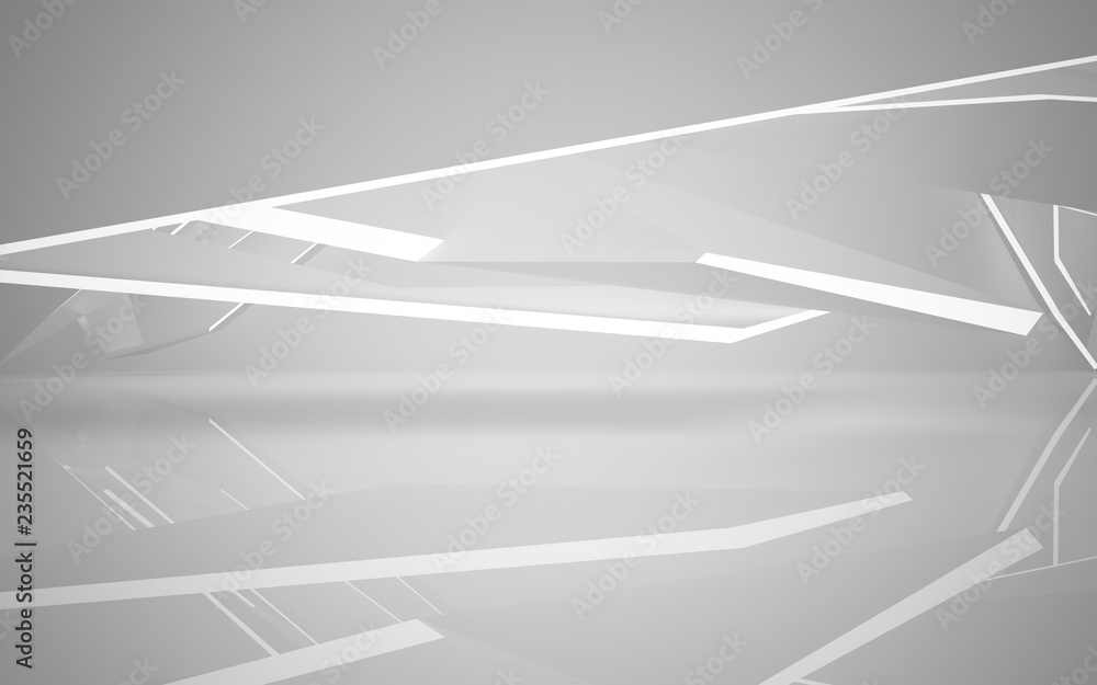 Abstract white interior highlights future. Architectural background. 3D illustration and rendering Abstract white interior highlights future. Architectural background. 3D illustration and rendering