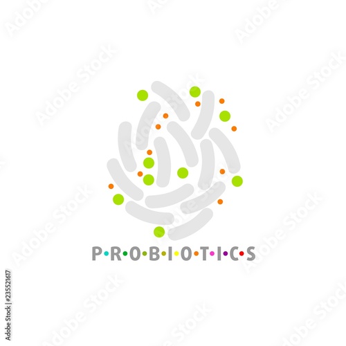 Probiotics logo. Bacteria logo. Concept of healthy nutrition ingredient for therapeutic purposes. Simple flat style trend modern logotype graphic design isolated