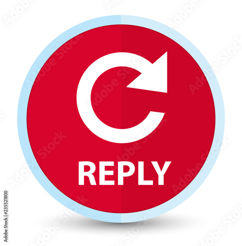 Reply (rotate arrow icon) flat prime red round button