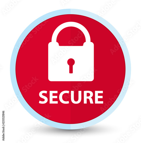 Secure (padlock icon) flat prime red round button