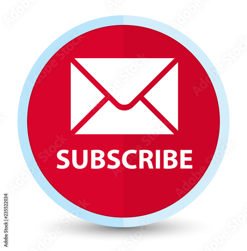 Subscribe (email icon) flat prime red round button