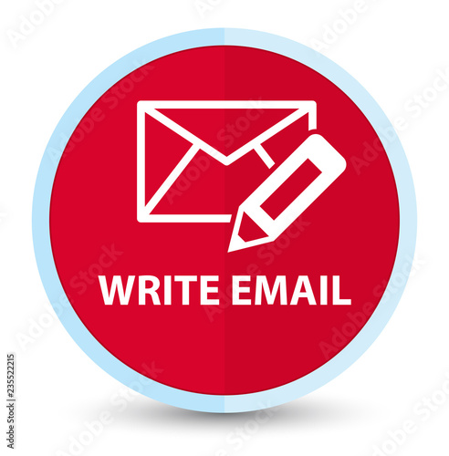 Write email flat prime red round button