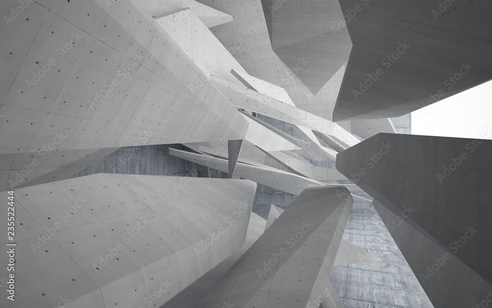 Abstract interior of glass and concrete. Architectural background. 3D illustration and rendering Abstract interior of glass and concrete. Architectural background. 3D illustration and rendering