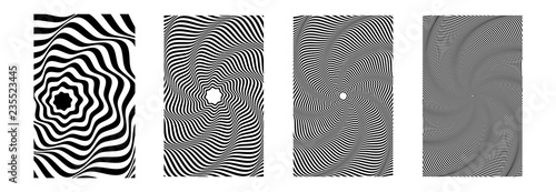 abstract background of white and black lines. Op art patterns set. Vector art. photo