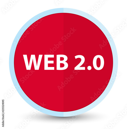 Web 2.0 flat prime red round button