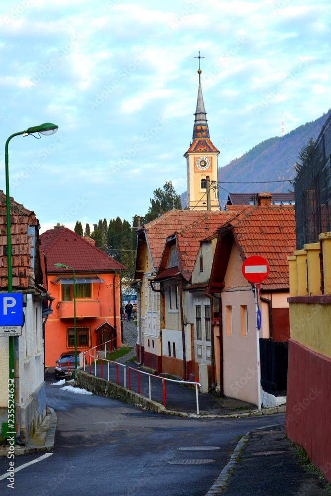 Obraz premium Typical urban landscape of the city Brasov, a town situated in Transylvania, Romania