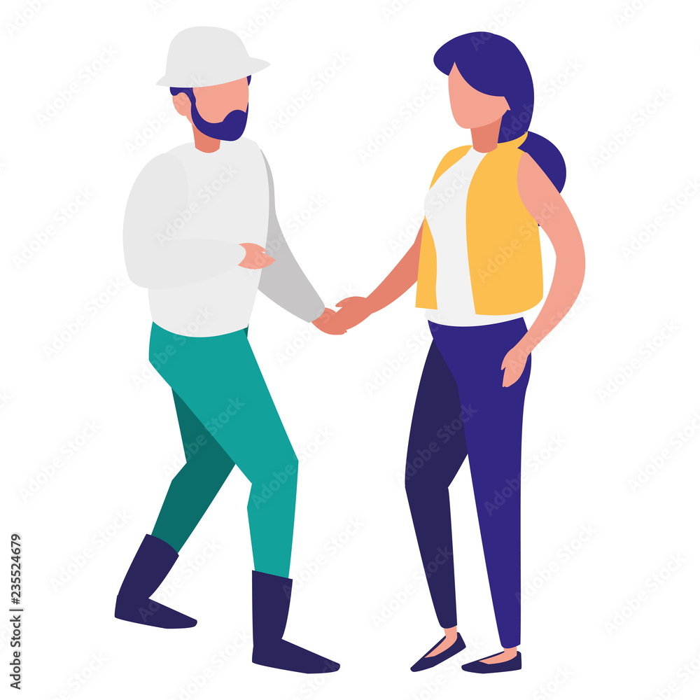 young man with climbing clothes and woman young man with climbing clothes and woman
