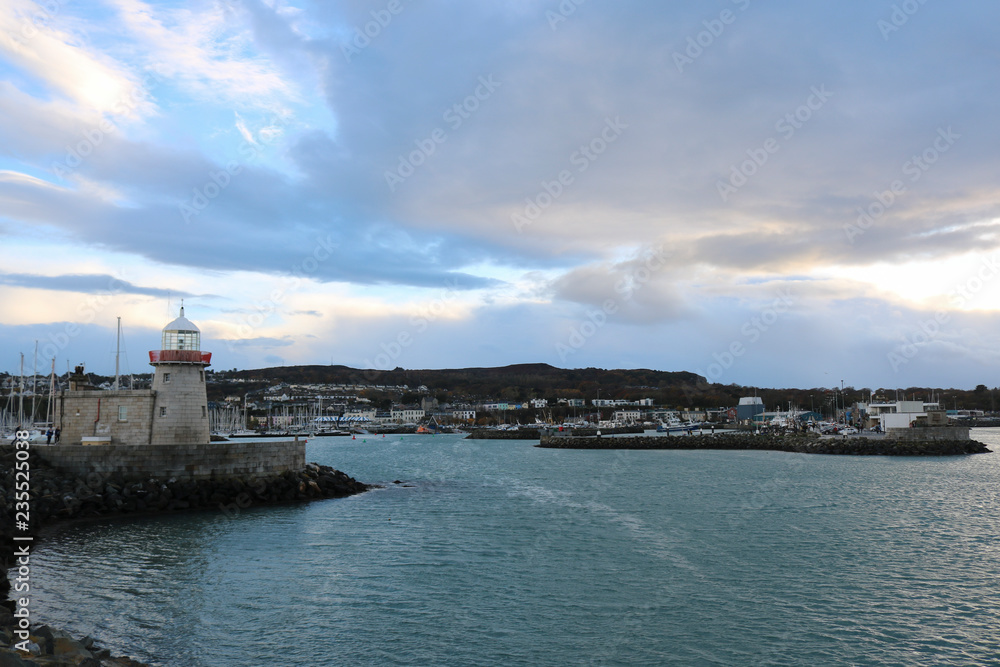 View of the lighthouse. Irish sea.