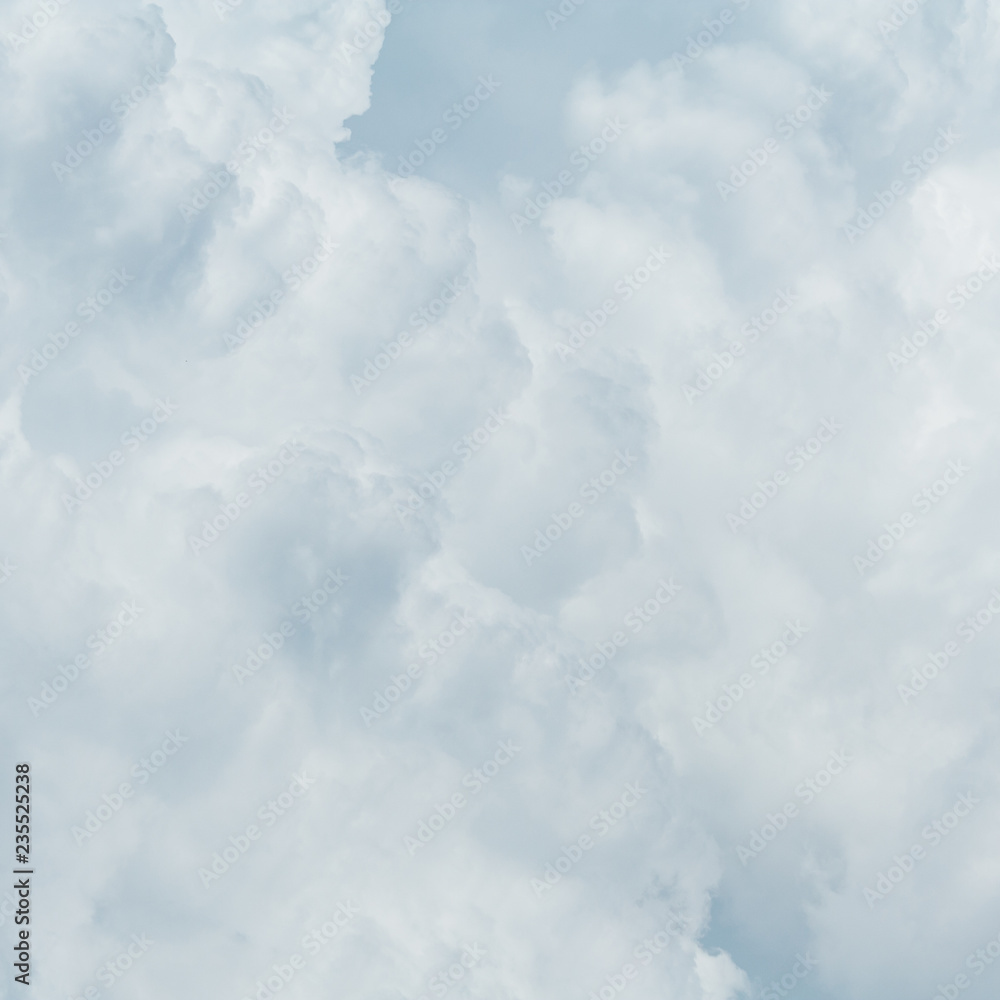 Gray cumulus fluffy clouds as  background, texture (abstract, square aspect ratio)