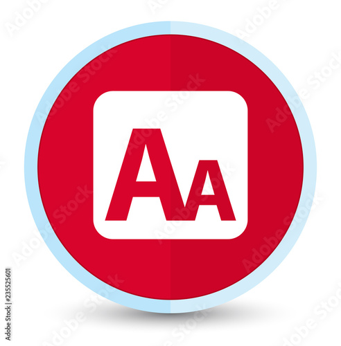 Font size box icon flat prime red round button